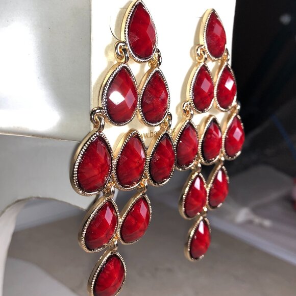 Amrita Ruby Red & Gold Chandelier Earrings - Picture 4 of 7